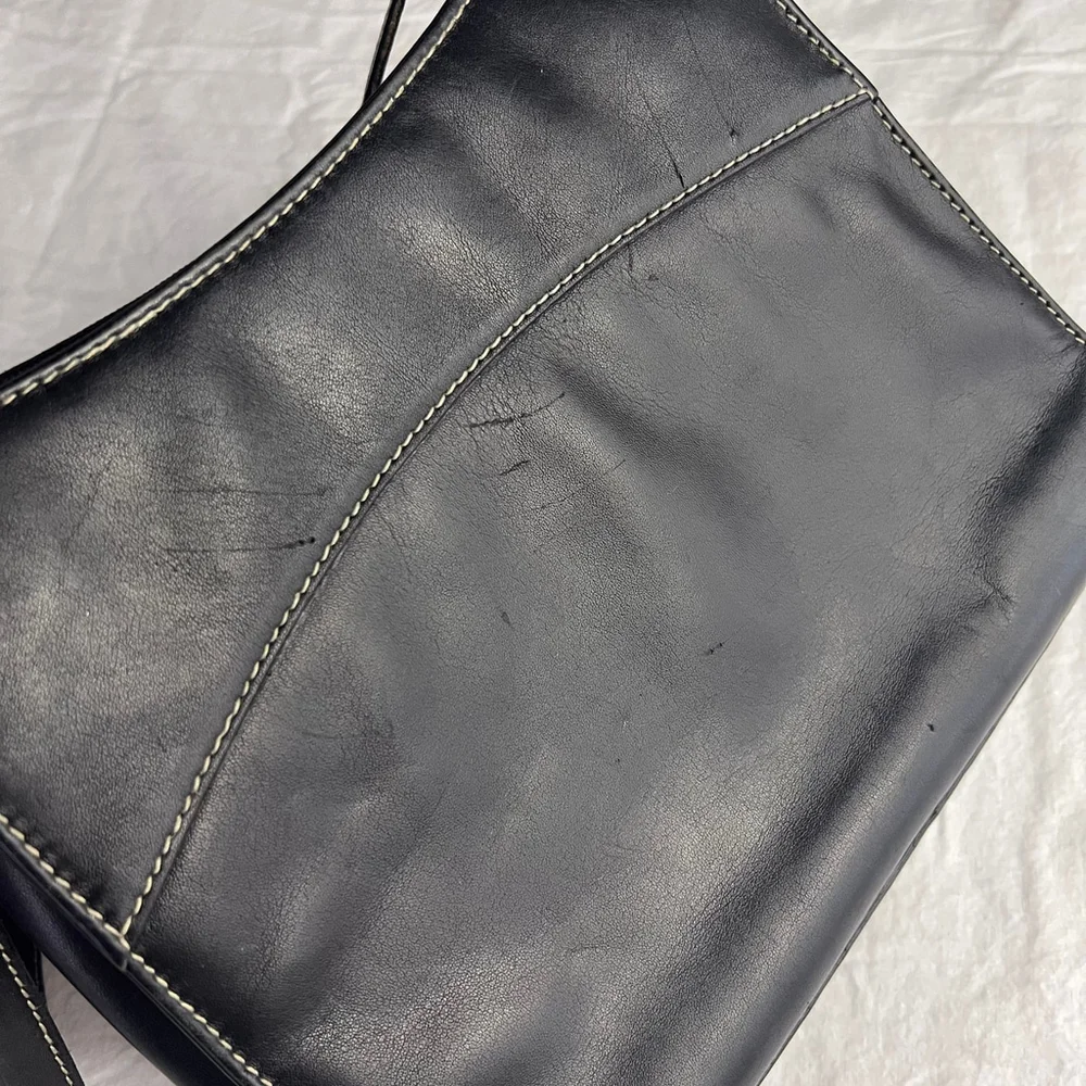 Vintage Lauren Ralph Lauren Black Leather Shoulder Bag Minimalist Y2K Classic